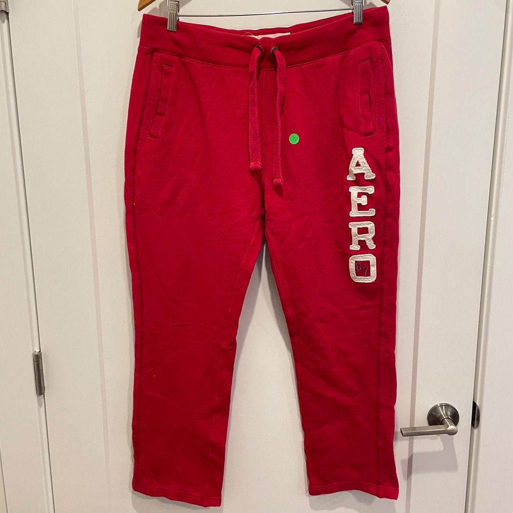 Aeropostale VIntage Y2K Women Red AERO Logo Sweatpants Joggers Size Large